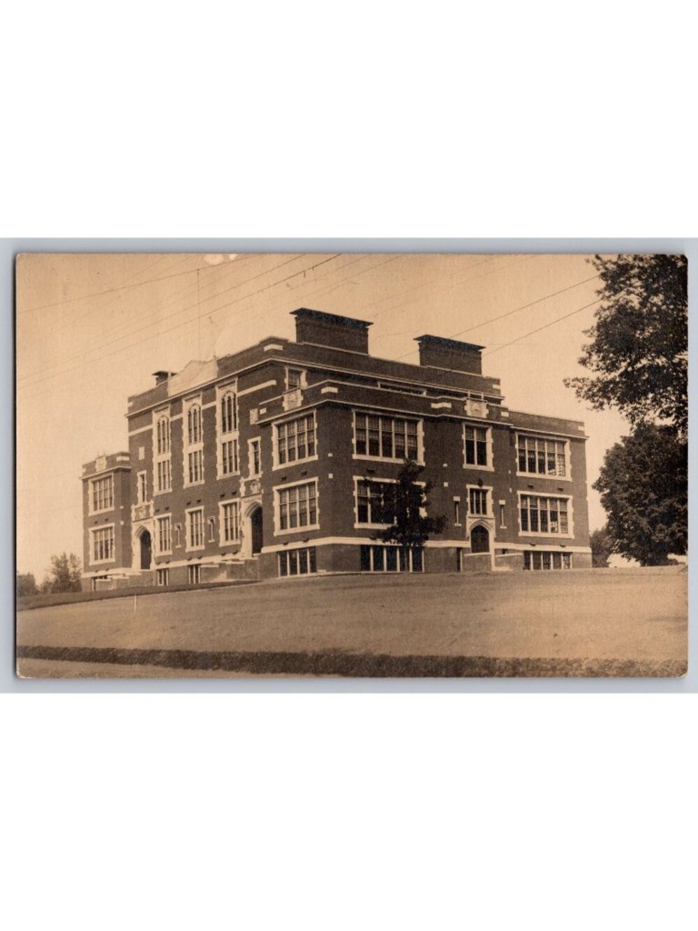 1914 Old Waterville High School Maine Antique Real Photo Postcard RPPC